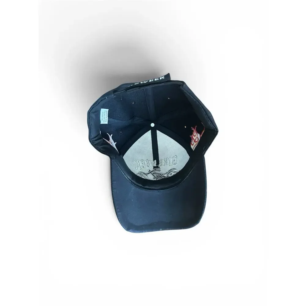 Mens Sturgis Bike Week Baseball Cap with Flame Detail Black and Orange